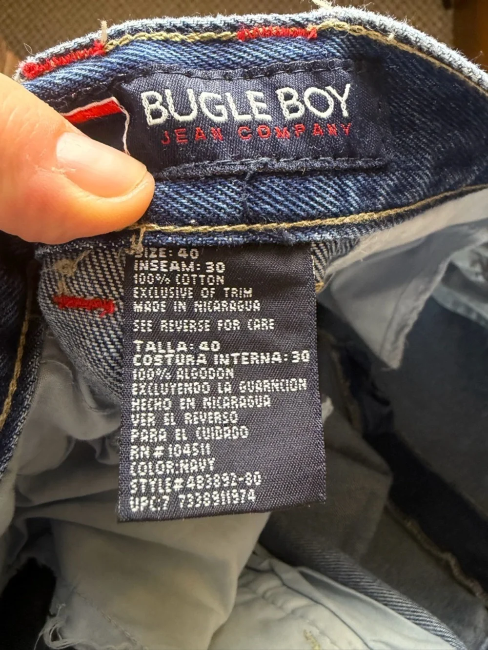 Vintage 90s Bugle Boy Jean's Red Accents Denim Streetwear Jeans Size 40